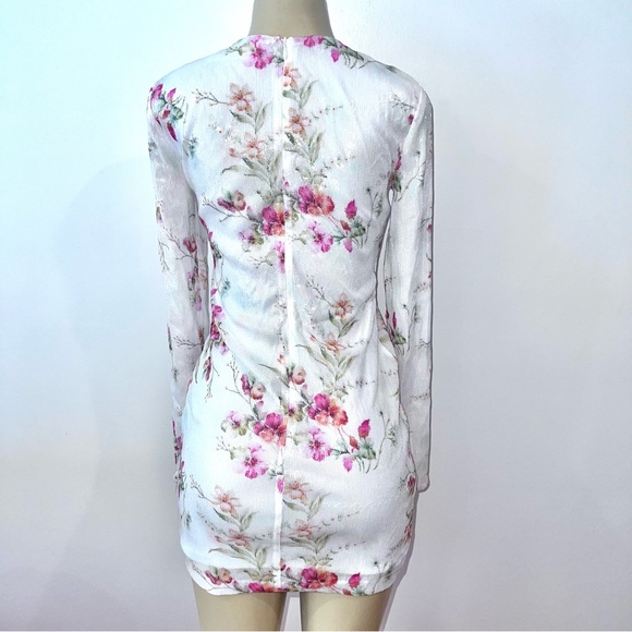 Amanda Uprichard X Revolve Ayla Mini Dress Sz S Small Sequin Floral Long Sleeve - Picture 5 of 7
